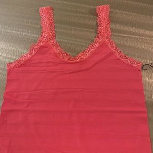 Red Lace Trimmed Tank Top